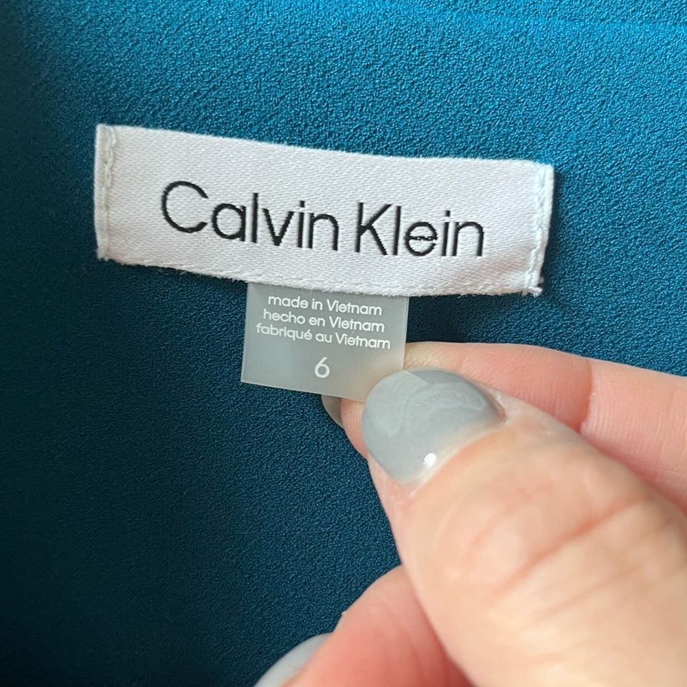NWOT Calvin Klein Double Breasted Sleeveless Belted Dress color Cypress Size 6 - Picture 10 of 11